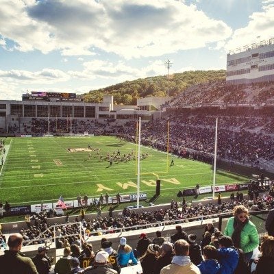 Fans cheering on Army football