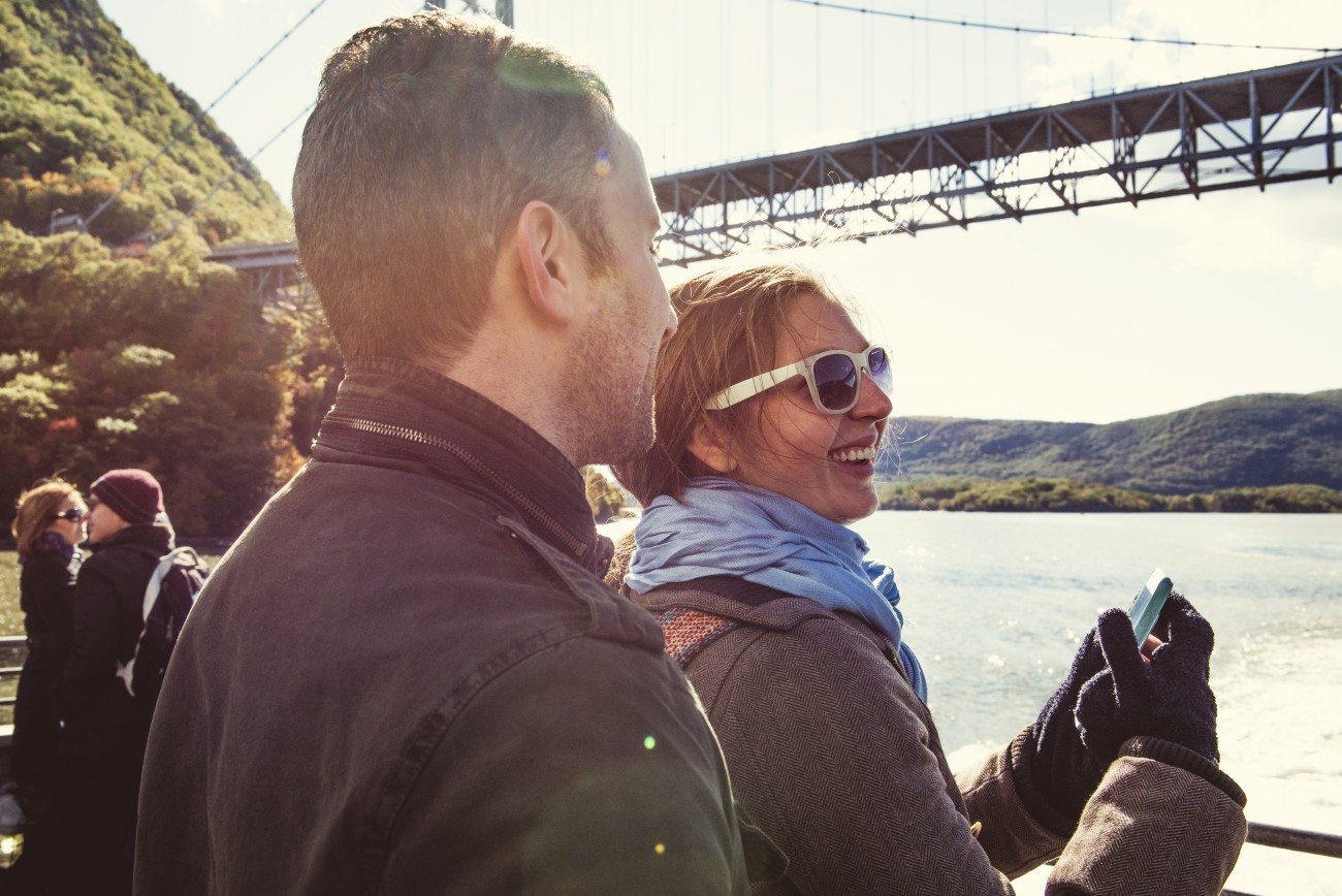 Passengers enjoying the fall weather