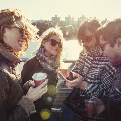 Passengers enjoying the fall weather