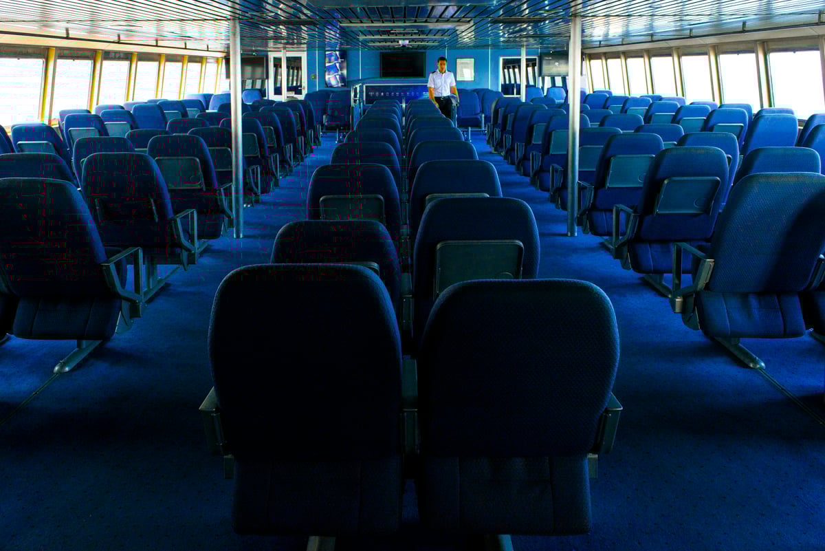 Luxurious interior of the Seastreak Ferry