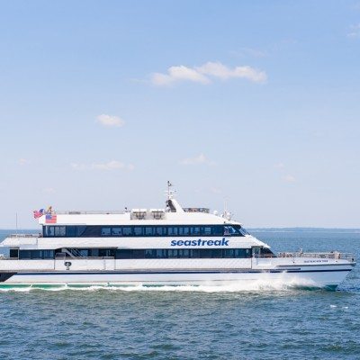 The Seastreak ferry cruising through the water