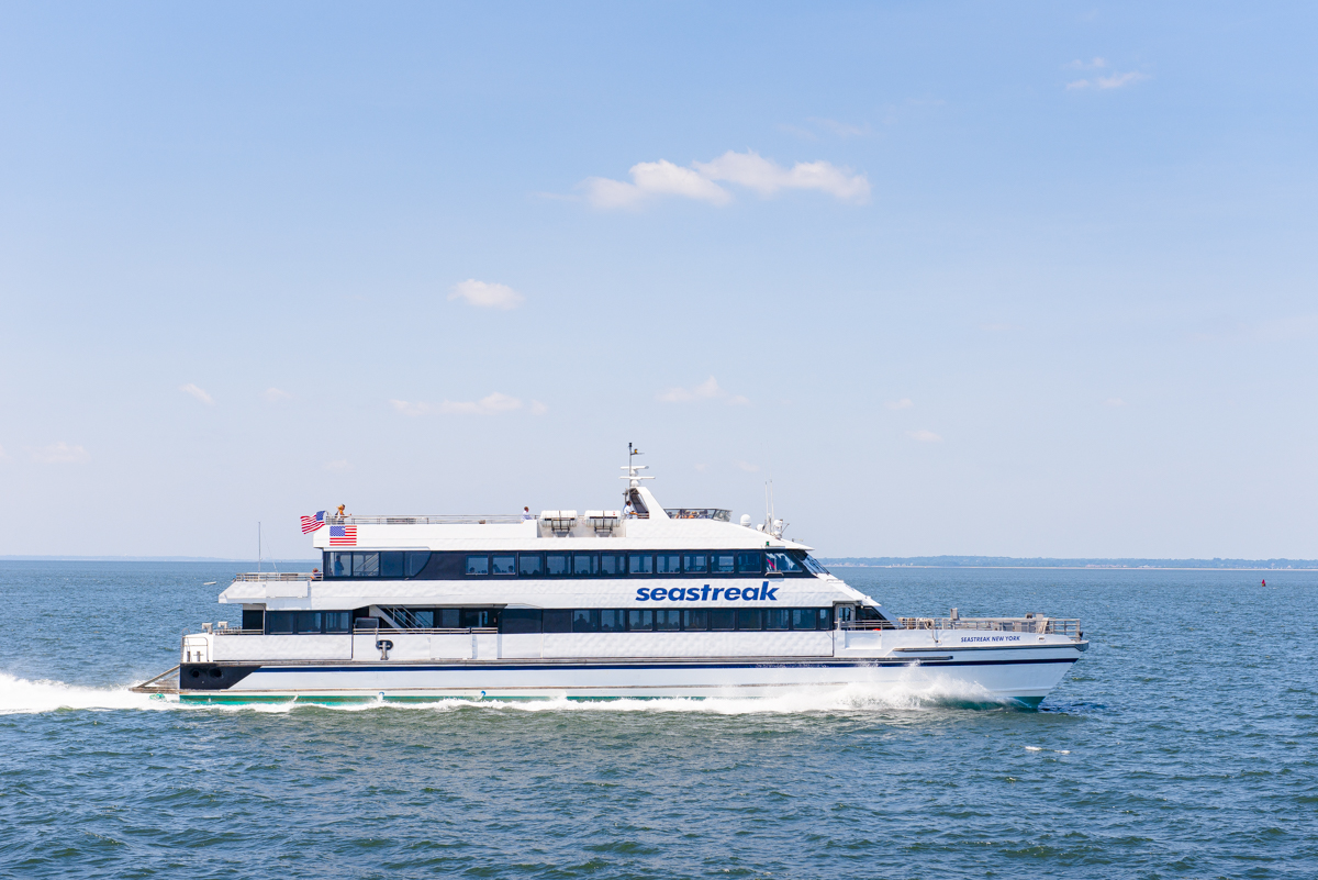 The Seastreak ferry cruising through the water